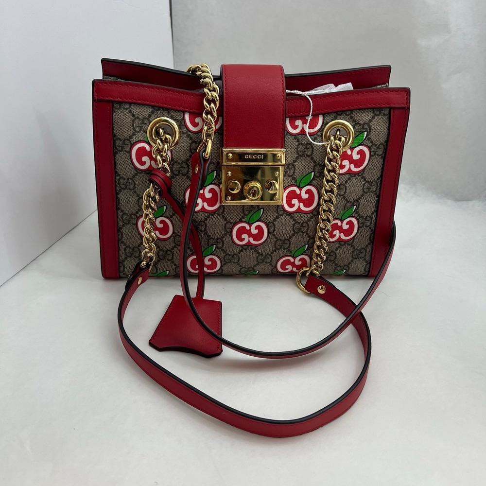 Authentic Gucci GG Supreme‎ Apple Print Padlock Shoulder Bag 🍎✨
